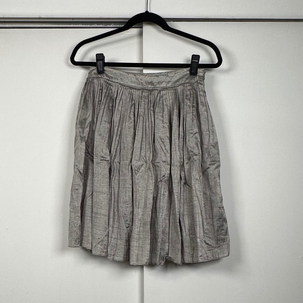 Club Monaco Womens Pleated Mini Skirt Taupe‎ Shimmer Flowy Size 0